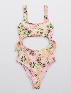 NEW 🌸 Aerie Tie Cut Out One Piece Swimsuit size Medium